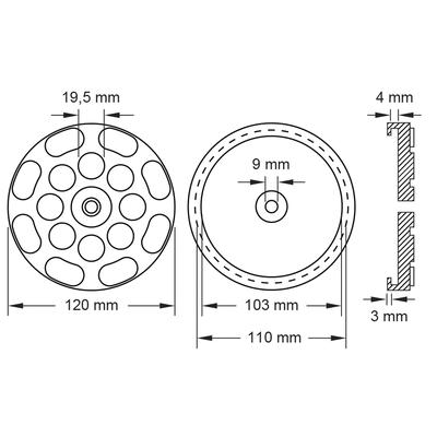 Käpapadi 120x110x19 mm